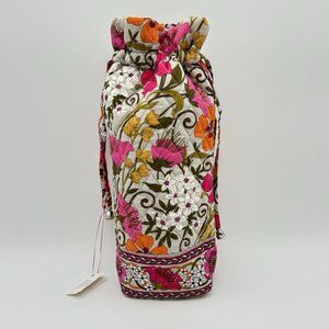 VERA BRADLEY Cheers to You Wine Bag Tea Garden Floral Gray Pink Cotton Tote